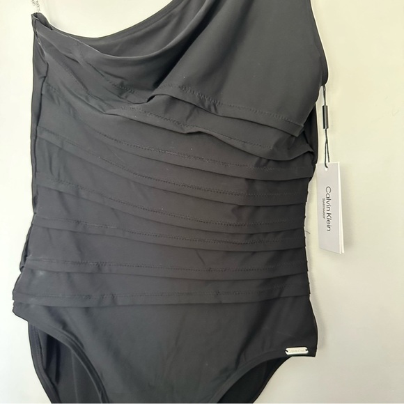 Calvin Klein Black One Shoulder Stardust One Piece Swimsuit 14 - Picture 13 of 14